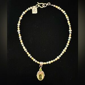 NWOT Freshwater Pearl Necklace with Citrine Pendant